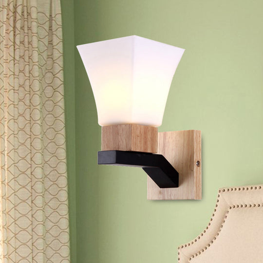 Modern White Inverted Bell Wall Sconce - Frosted Glass One Head Lamp For Bedroom And Dining Room