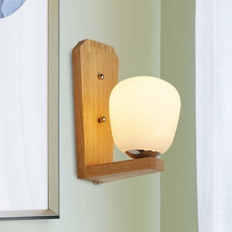 Japanese Milk Glass Wall Sconce Lamp - Elegant 1-Light Ball Shape In White For Hotel Dining Room