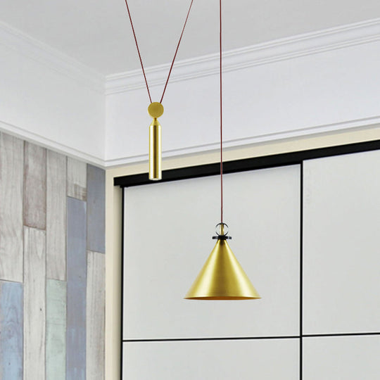 Pulley Pendant Lamp With Adjustable Height Modern Single Light Hanging Fixture For Kitchen Hallway