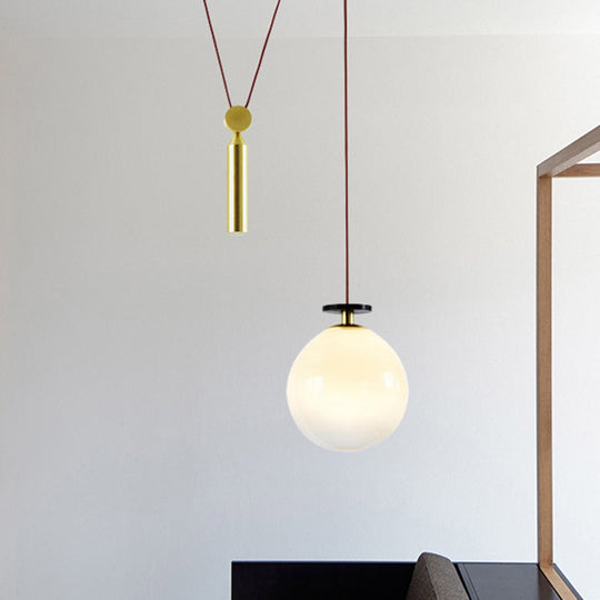 Pulley Pendant Lamp With Adjustable Height Modern Single Light Hanging Fixture For Kitchen Hallway