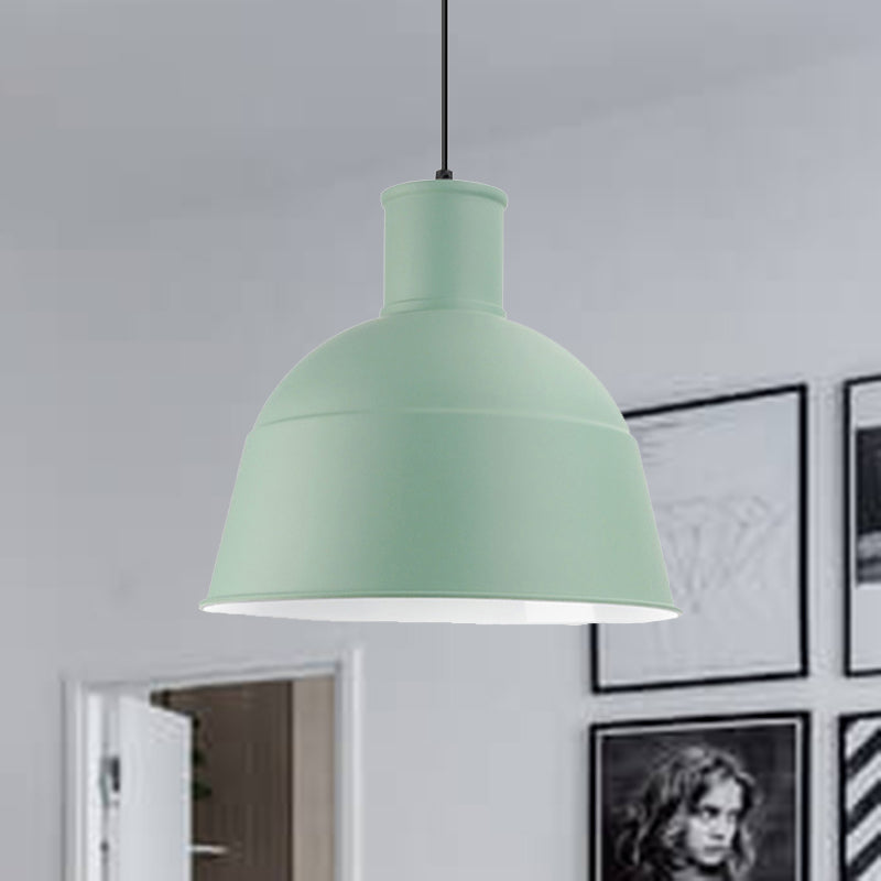 Aluminum Kindergarten Pendant Light - Macaron Loft Hanging Lamp - One-Light Dining Room Bowl