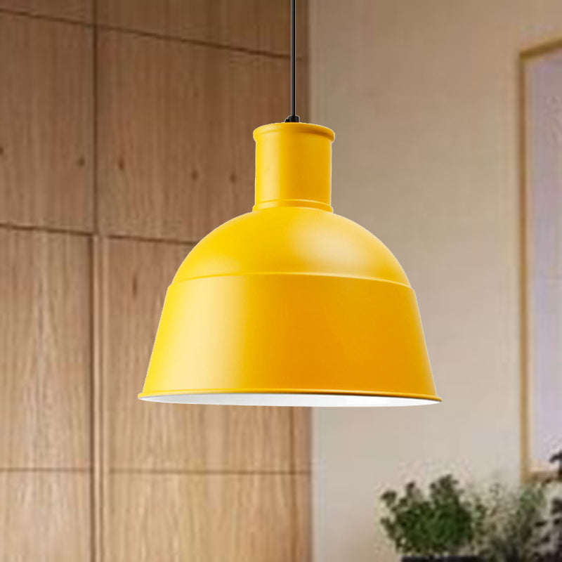 Aluminum Kindergarten Pendant Light - Macaron Loft Hanging Lamp - One-Light Dining Room Bowl