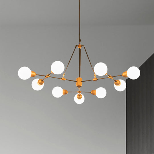 Modo Opal Glass Brass Chandelier - Modern Pendant Light For Living Room With Multi-Head Stylish