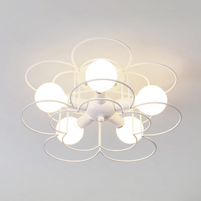 Contemporary White Wire Frame Ceiling Mount Light - Perfect for Living Rooms