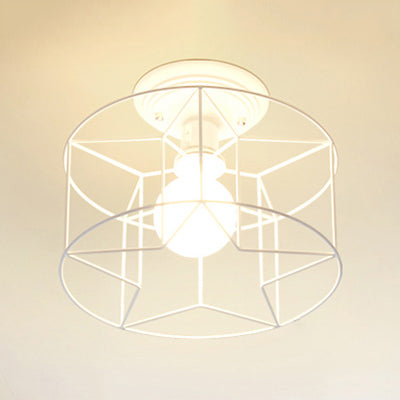 Contemporary White Wire Frame Ceiling Mount Light - Perfect for Living Rooms