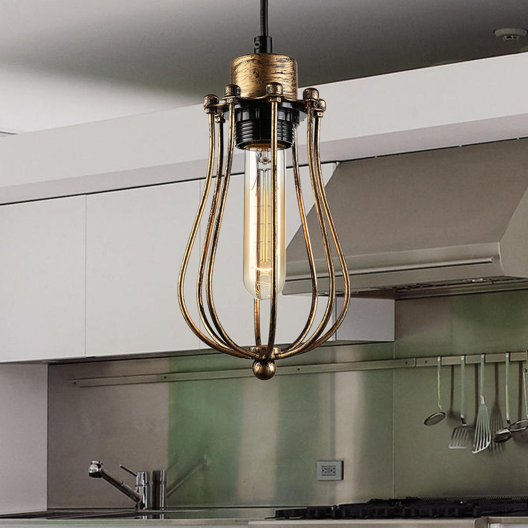 Industrial Metal Pendant Light with Teardrop Shade - Brass/White/Black