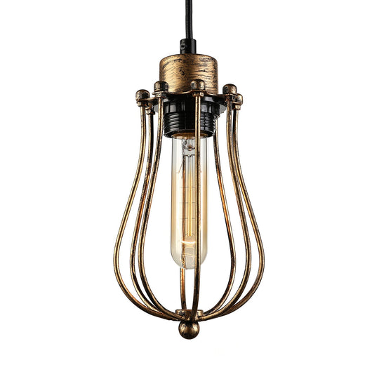 Industrial Metal Pendant Light with Teardrop Shade - Brass/White/Black