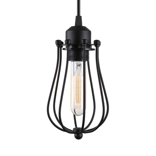 Industrial Metal Pendant Light with Teardrop Shade - Brass/White/Black