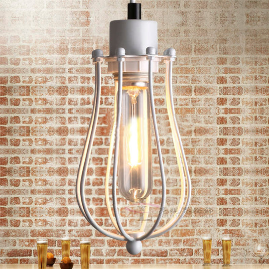 Industrial Metal Pendant Light with Teardrop Shade - Brass/White/Black