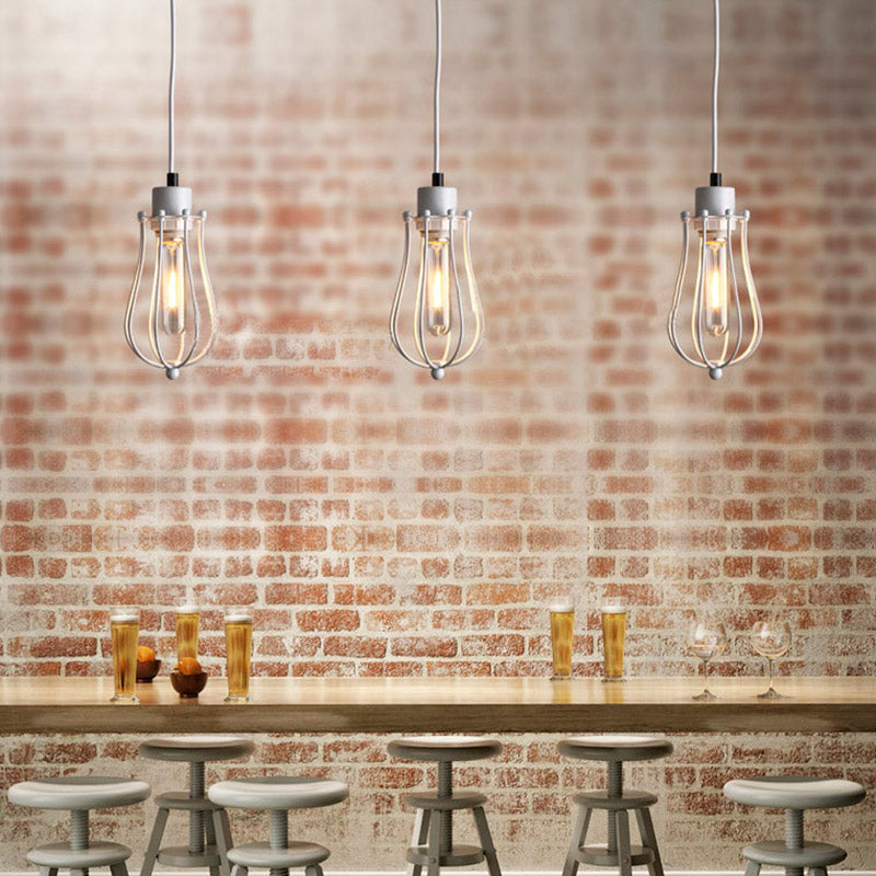 Industrial Metal Pendant Light with Teardrop Shade - Brass/White/Black