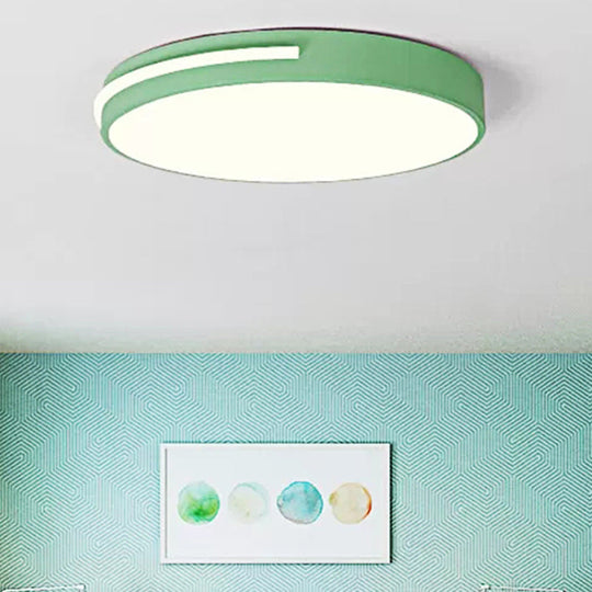 Kid Bedroom Nordic Acrylic Flush Mount Ceiling Lamp - Slim Round And Stylish Green / 12