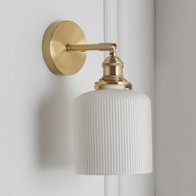 Modern Porcelain Wall Lamp With Brass Socket - White 1 Light 5/6/8.5 Inch Width Ideal For Dining