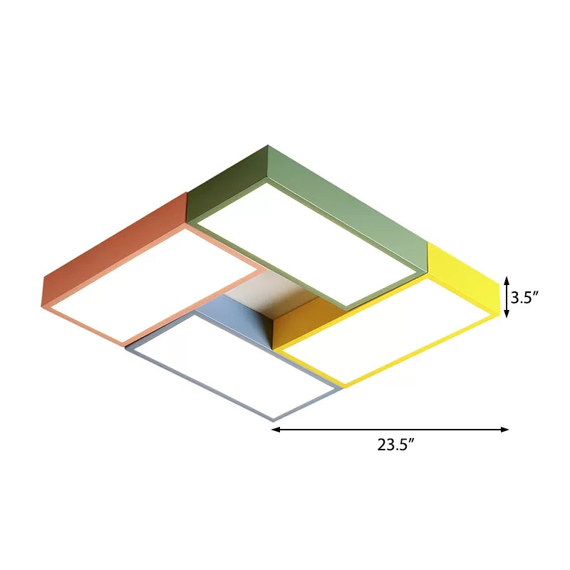 Plafonnier carré pour salle de jeux : plafonnier LED en acrylique Macaron Loft