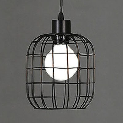 Vintage Style Pendant Light - Bell/Cylinder/Wavy Metal Hanging Fixture in Black