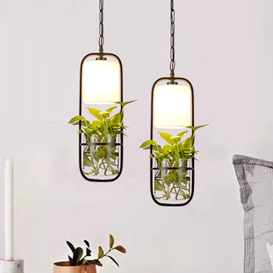 Black Industrial Metal Pendant Lamp - Led Hanging Ceiling Light For Kitchen