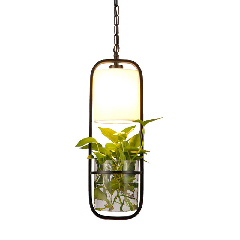 Black Industrial Metal Pendant Lamp for Kitchen - Rectangle LED Hanging Ceiling Light