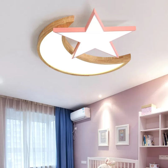 Macaron LED Ceiling Light with Moon and Star Design for Lovely Bedroom Décor