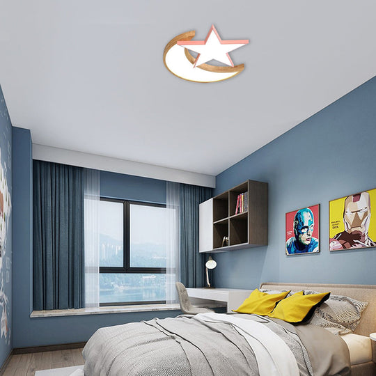 Macaron LED Ceiling Light with Moon and Star Design for Lovely Bedroom Décor