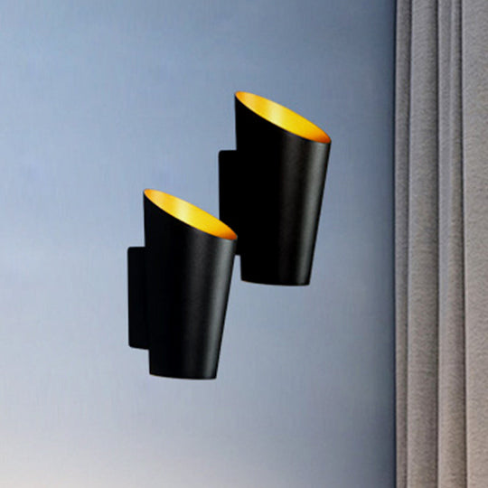 Modern Led Bedside Sconce Light - Black/White Finish Wall Lamp With Aluminum Cylinder Shade Black