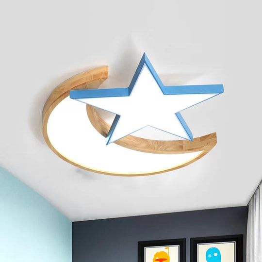 Macaron LED Ceiling Light with Moon and Star Design for Lovely Bedroom Décor