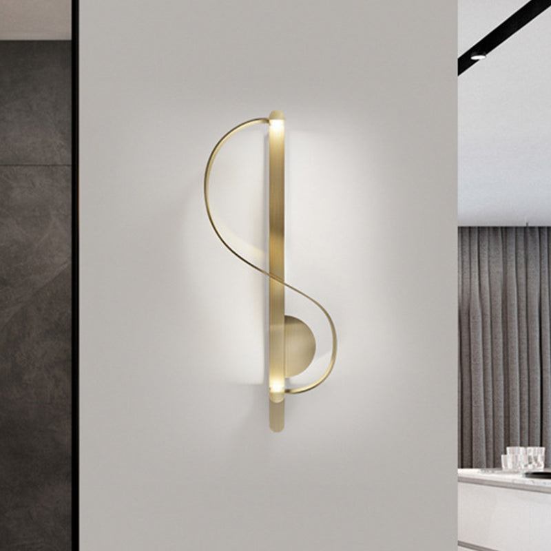 Modern Gold S-Shape Led Metal Wall Sconce For Corner Mounting