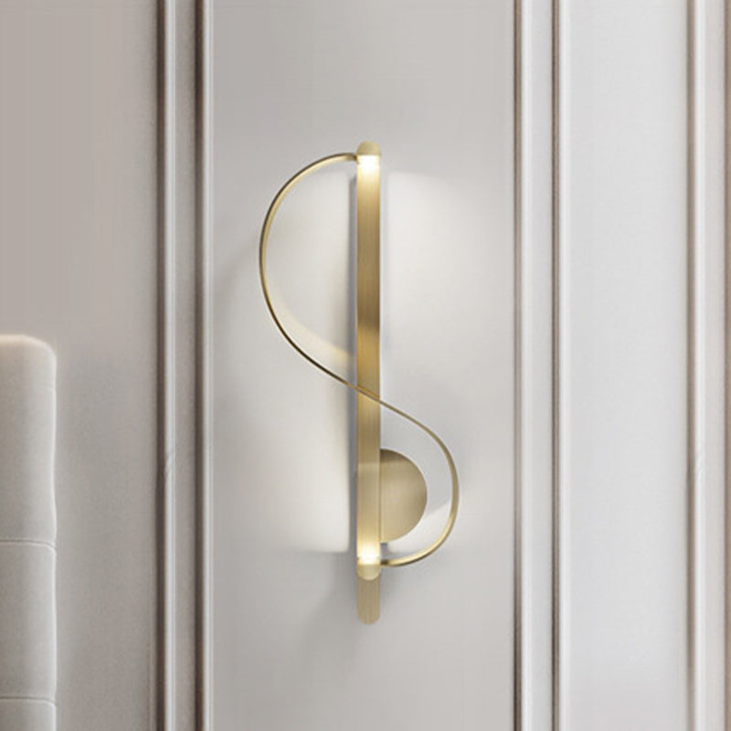 Modern Gold S-Shape Led Metal Wall Sconce For Corner Mounting