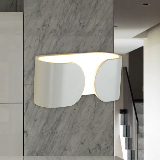 Modern White Led Wall Sconce With Curved Rectangle Design And Warm Light /