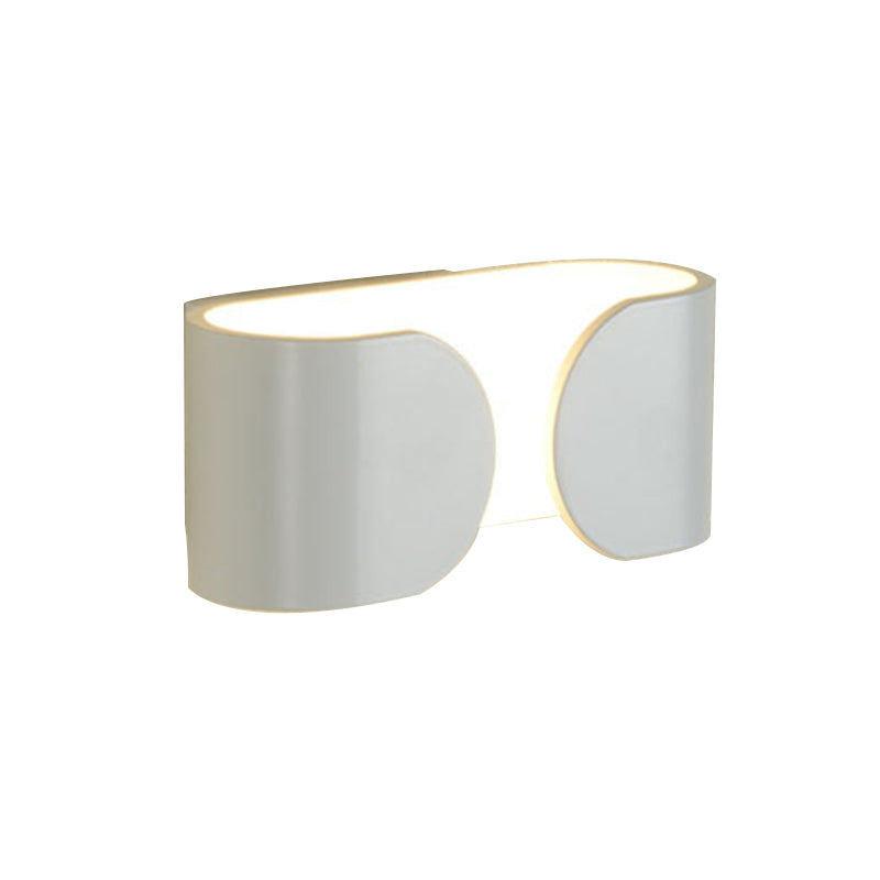 Modern White Led Wall Sconce With Curved Rectangle Design And Warm Light