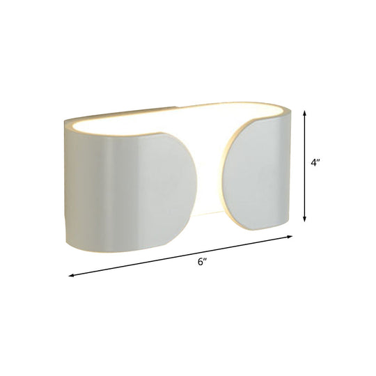 Modern White Led Wall Sconce With Curved Rectangle Design And Warm Light