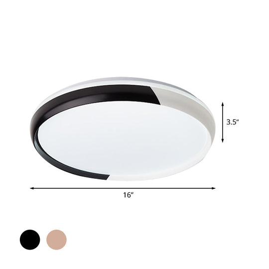 Black/Rose Gold Modernist LED Flush Mount Ceiling Lamp - Round Acrylic Flush Light Fixture for Bedroom