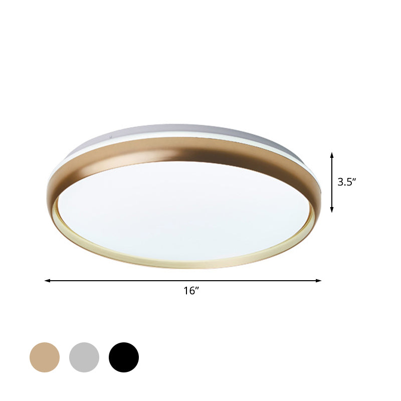 Minimalist LED Flushmount with Acrylic Shade - Black/Gold/Silver Flush Lighting for Living Room