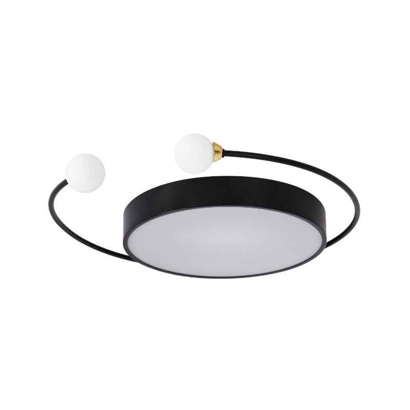 Modern Black/Grey Led Drum Ceiling Light With Dual Modes (White/Warm) - Flush Mount