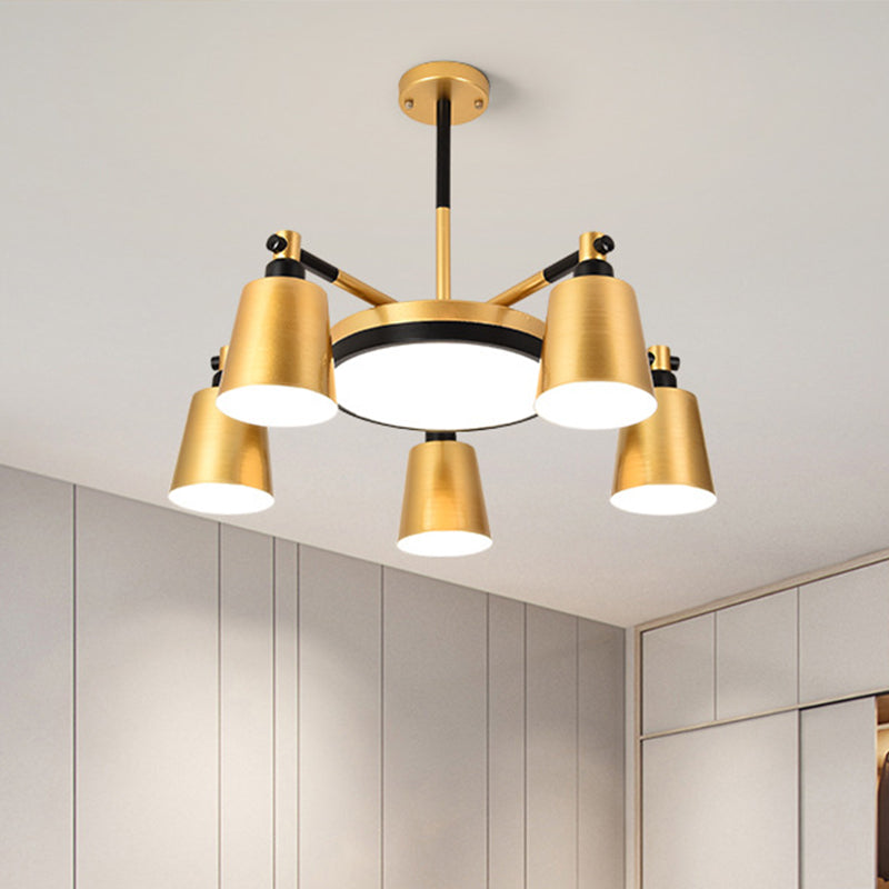 Modern Gold Chandelier - Barrel And Round Design With 3/5/6 Lights Ideal For Living Room Ceiling