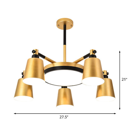 Modern Gold Chandelier - Barrel And Round Design With 3/5/6 Lights Ideal For Living Room Ceiling