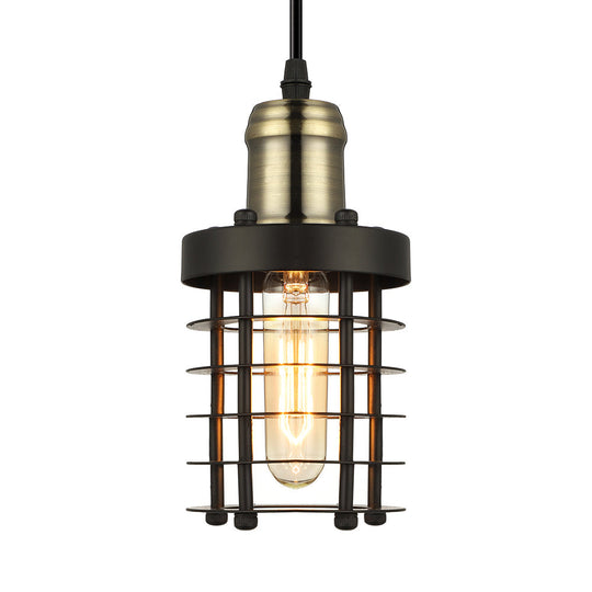 Copper/Aged Brass Ceiling Lamp with Retro Industrial Look & Wire Cage Shade