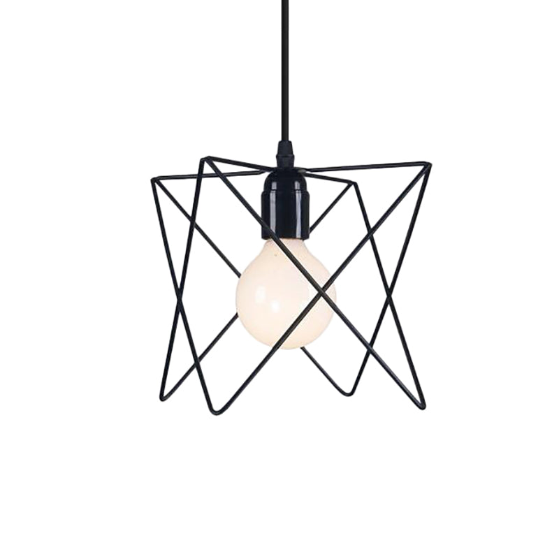 Modern Industrial Ceiling Light With Open Cage Shade In Black