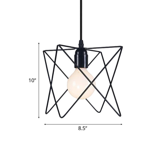 Modern Industrial Ceiling Light With Open Cage Shade In Black