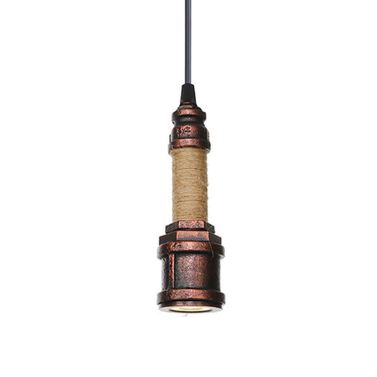 Industrial Rust Metallic Led Ceiling Pendant Lamp - 1 Light Water Pipe Hanging Lighting (High