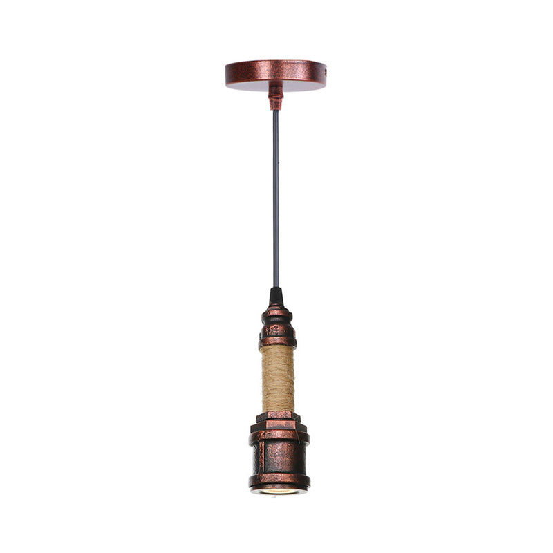 Industrial Rust Metallic Led Ceiling Pendant Lamp - 1 Light Water Pipe Hanging Lighting (High