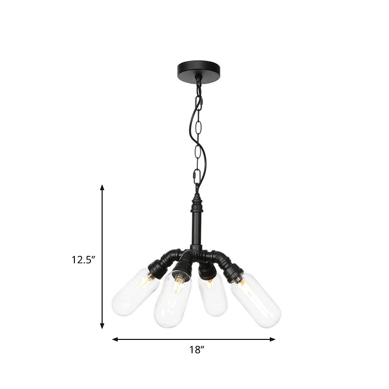 Elisa - Vintage Water Pipe Chandelier Pendant Light 2/3/4-Light Iron Led Hanging Ceiling Lamp In