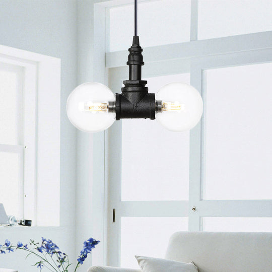 Rolande - Industrial Black Clear Glass Led Suspension Light / A