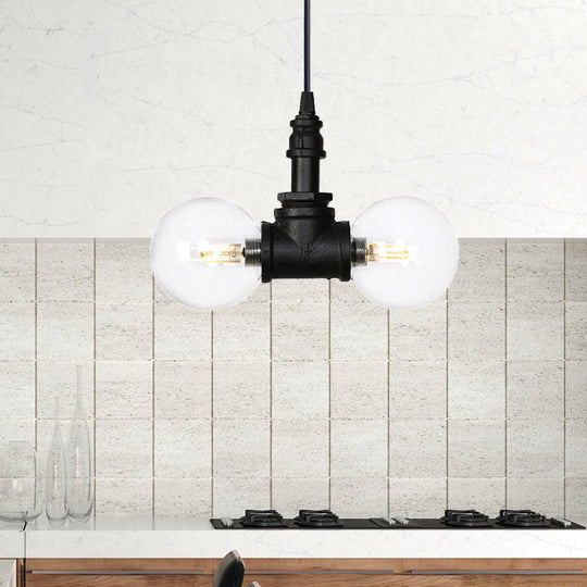 Rolande - Industrial Black Clear Glass LED Suspension Light