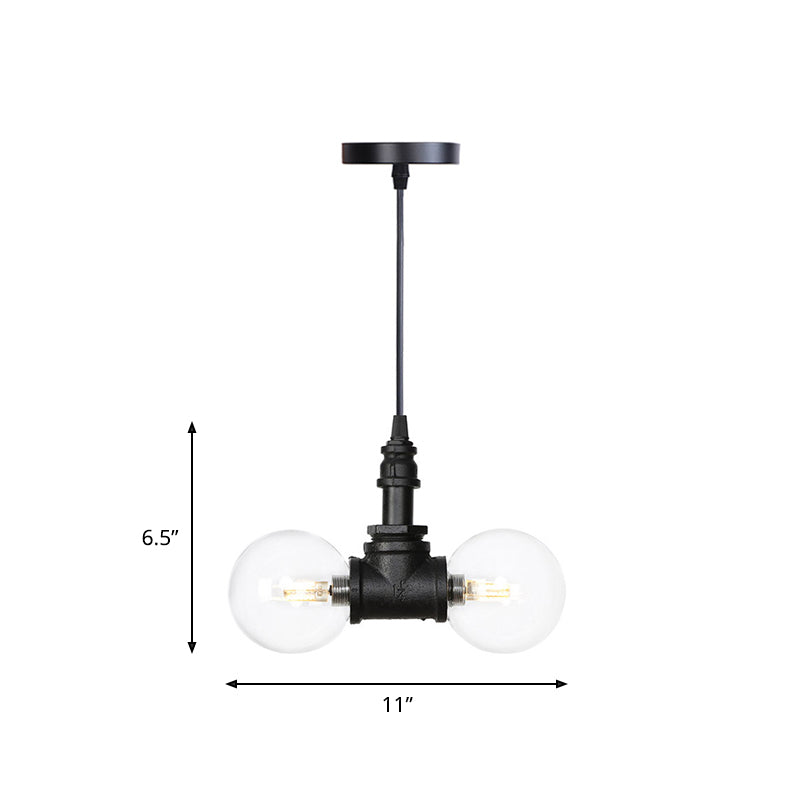 Rolande - Industrial Black Clear Glass LED Suspension Light