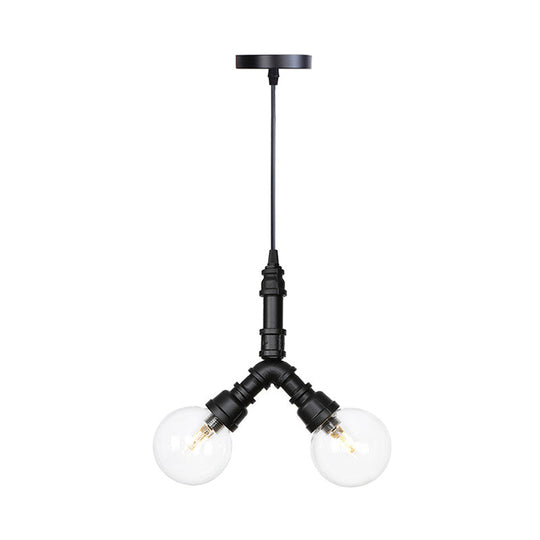 Rolande - Industrial Black Clear Glass LED Suspension Light