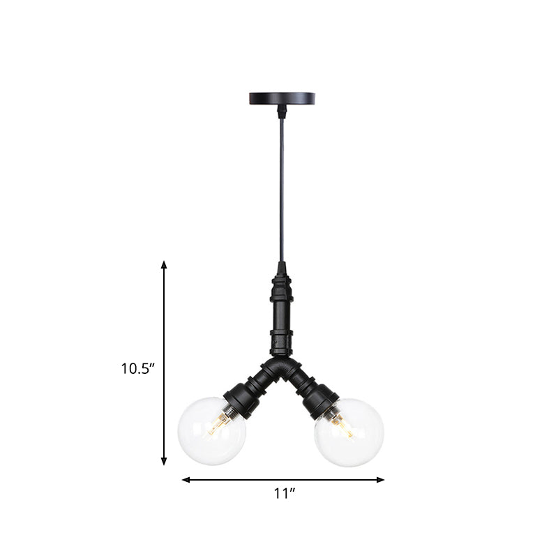 Rolande - Industrial Black Clear Glass LED Suspension Light