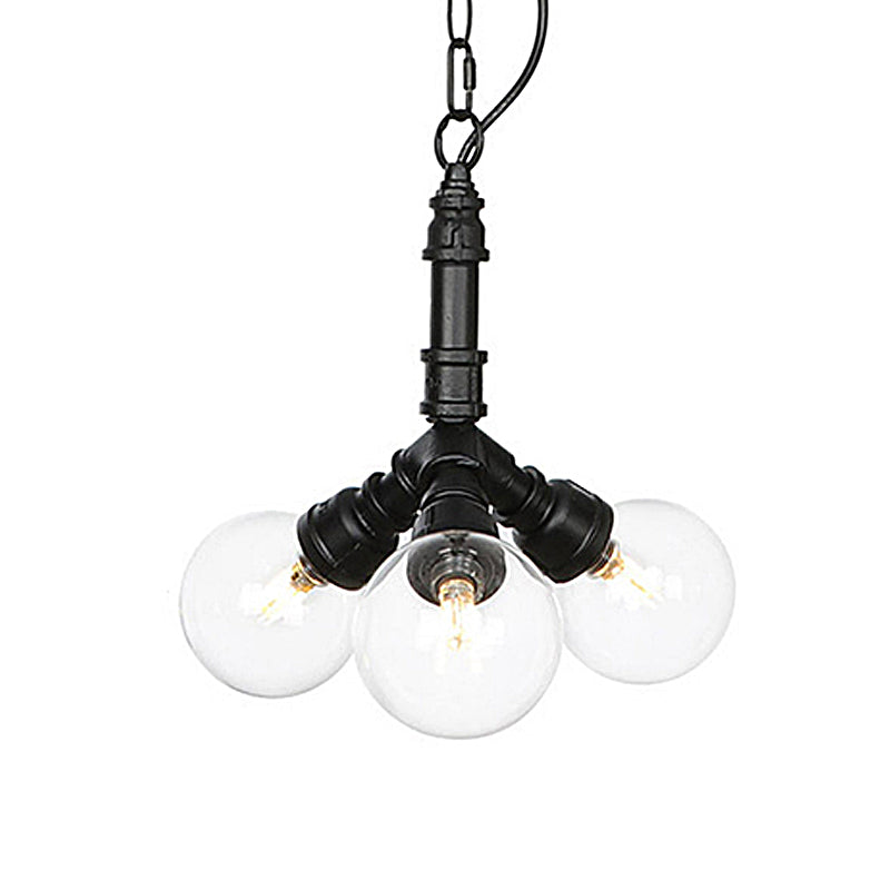 Rolande - Industrial Black Clear Glass LED Suspension Light