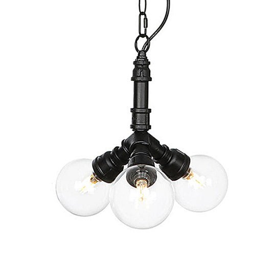 Rolande - Industrial Black Clear Glass Led Suspension Light