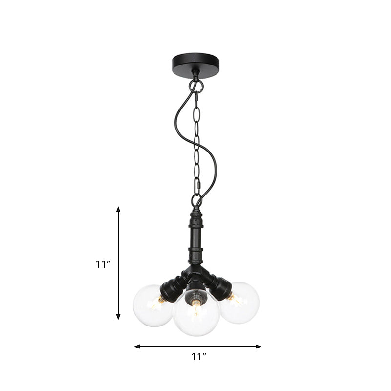 Rolande - Industrial Black Clear Glass LED Suspension Light