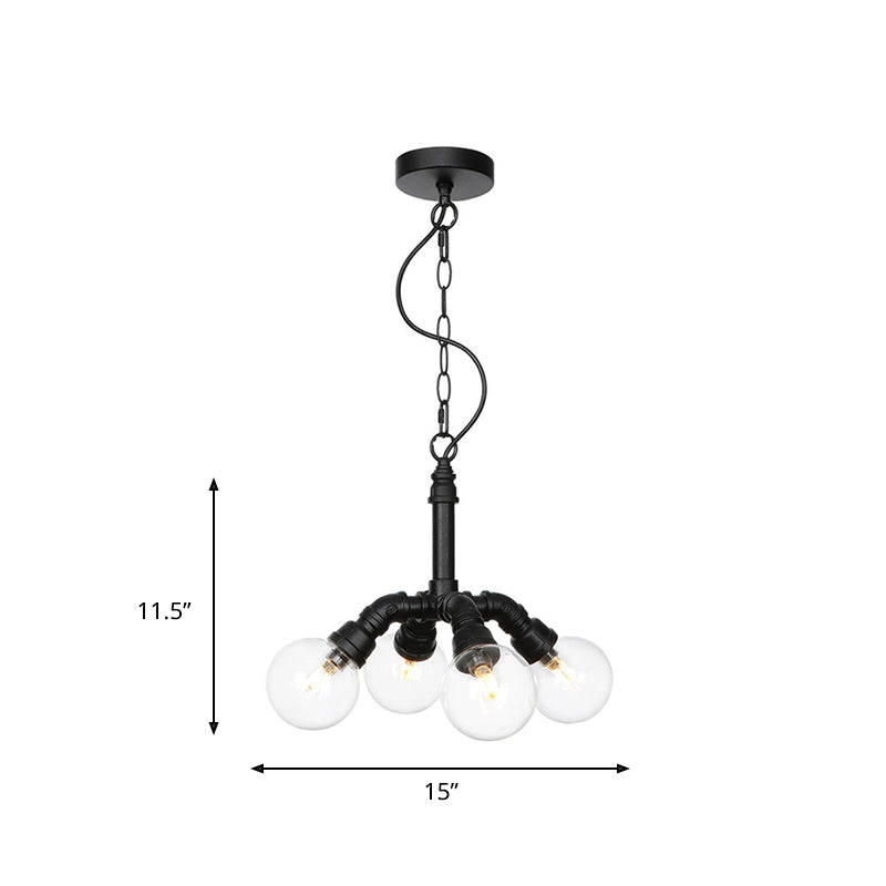 Rolande - Industrial Black Clear Glass LED Suspension Light