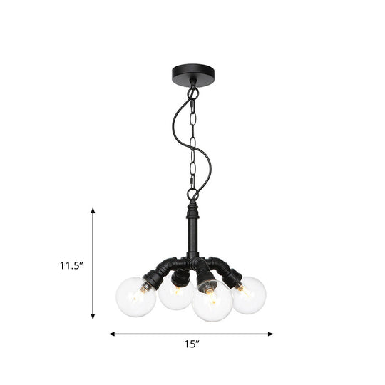 Rolande - Industrial Black Clear Glass Led Suspension Light